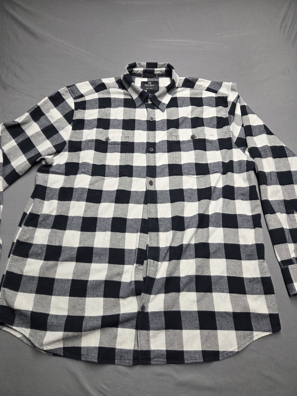 Wind River Black White Buffalo Plaid Flannel Shirt Men's Size 2XL 2TG Flaw